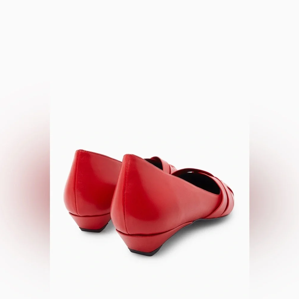 COS Crisscross Strap Premium Nappa Leather Pointed Flats Red EU40 US9 - Picture 5 of 17